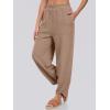 imageCaracilia Women Barrel Wide Leg Pants Casual Elastic Waist Loose Comfy Spring Vacation Travel Baggy Lounge SweatpantsKhaki