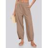 imageCaracilia Women Barrel Wide Leg Pants Casual Elastic Waist Loose Comfy Spring Vacation Travel Baggy Lounge SweatpantsKhaki