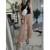 imageCaracilia Women Barrel Wide Leg Pants Casual Elastic Waist Loose Comfy Spring Vacation Travel Baggy Lounge SweatpantsKhaki