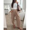 imageCaracilia Women Barrel Wide Leg Pants Casual Elastic Waist Loose Comfy Spring Vacation Travel Baggy Lounge SweatpantsKhaki