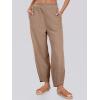 imageCaracilia Women Barrel Wide Leg Pants Casual Elastic Waist Loose Comfy Spring Vacation Travel Baggy Lounge SweatpantsKhaki