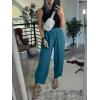 imageCaracilia Women Barrel Wide Leg Pants Casual Elastic Waist Loose Comfy Spring Vacation Travel Baggy Lounge SweatpantsLake Green
