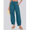 imageCaracilia Women Barrel Wide Leg Pants Casual Elastic Waist Loose Comfy Spring Vacation Travel Baggy Lounge SweatpantsLake Green