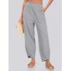 imageCaracilia Women Barrel Wide Leg Pants Casual Elastic Waist Loose Comfy Spring Vacation Travel Baggy Lounge SweatpantsLight Gray