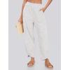 imageCaracilia Women Barrel Wide Leg Pants Casual Elastic Waist Loose Comfy Spring Vacation Travel Baggy Lounge SweatpantsLight Grey