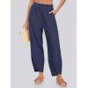 imageCaracilia Women Barrel Wide Leg Pants Casual Elastic Waist Loose Comfy Spring Vacation Travel Baggy Lounge SweatpantsNavy Blue
