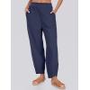 imageCaracilia Women Barrel Wide Leg Pants Casual Elastic Waist Loose Comfy Spring Vacation Travel Baggy Lounge SweatpantsNavy Blue