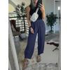 imageCaracilia Women Barrel Wide Leg Pants Casual Elastic Waist Loose Comfy Spring Vacation Travel Baggy Lounge SweatpantsNavy Blue