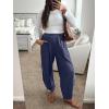 imageCaracilia Women Barrel Wide Leg Pants Casual Elastic Waist Loose Comfy Spring Vacation Travel Baggy Lounge SweatpantsNavy Blue