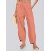 imageCaracilia Women Barrel Wide Leg Pants Casual Elastic Waist Loose Comfy Spring Vacation Travel Baggy Lounge SweatpantsOrange