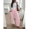 imageCaracilia Women Barrel Wide Leg Pants Casual Elastic Waist Loose Comfy Spring Vacation Travel Baggy Lounge SweatpantsPink
