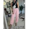 imageCaracilia Women Barrel Wide Leg Pants Casual Elastic Waist Loose Comfy Spring Vacation Travel Baggy Lounge SweatpantsPink