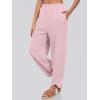 imageCaracilia Women Barrel Wide Leg Pants Casual Elastic Waist Loose Comfy Spring Vacation Travel Baggy Lounge SweatpantsPink