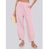 imageCaracilia Women Barrel Wide Leg Pants Casual Elastic Waist Loose Comfy Spring Vacation Travel Baggy Lounge SweatpantsPink