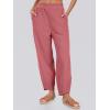imageCaracilia Women Barrel Wide Leg Pants Casual Elastic Waist Loose Comfy Spring Vacation Travel Baggy Lounge SweatpantsRust Red