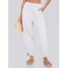 imageCaracilia Women Barrel Wide Leg Pants Casual Elastic Waist Loose Comfy Spring Vacation Travel Baggy Lounge SweatpantsWhite