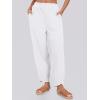 imageCaracilia Women Barrel Wide Leg Pants Casual Elastic Waist Loose Comfy Spring Vacation Travel Baggy Lounge SweatpantsWhite
