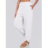 imageCaracilia Women Barrel Wide Leg Pants Casual Elastic Waist Loose Comfy Spring Vacation Travel Baggy Lounge SweatpantsWhite