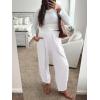 imageCaracilia Women Barrel Wide Leg Pants Casual Elastic Waist Loose Comfy Spring Vacation Travel Baggy Lounge SweatpantsWhite