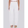 imageCaracilia Women Barrel Wide Leg Pants Casual Elastic Waist Loose Comfy Spring Vacation Travel Baggy Lounge SweatpantsWhite