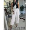 imageCaracilia Women Barrel Wide Leg Pants Casual Elastic Waist Loose Comfy Spring Vacation Travel Baggy Lounge SweatpantsWhite