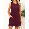imageCaracilia Women Corduroy Overall Dress Casual Sleeveless Romper Jumper Mini Dresses Pinafore Skirtall 2025 Trendy OutfitsBurgundy