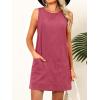 imageCaracilia Women Corduroy Overall Dress Casual Sleeveless Romper Jumper Mini Dresses Pinafore Skirtall 2025 Trendy OutfitsDark Pink