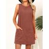 imageCaracilia Women Corduroy Overall Dress Casual Sleeveless Romper Jumper Mini Dresses Pinafore Skirtall 2025 Trendy OutfitsRust Brown