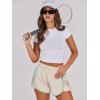 imageCaracilia Women Running Shorts Flowy Pleated Athletic Shorts Summer High Waisted Tennis Sporty Workout Gym ShortsApricot
