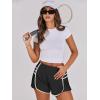 imageCaracilia Women Running Shorts Flowy Pleated Athletic Shorts Summer High Waisted Tennis Sporty Workout Gym ShortsBlack