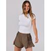 imageCaracilia Women Running Shorts Flowy Pleated Athletic Shorts Summer High Waisted Tennis Sporty Workout Gym ShortsBrown
