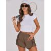 imageCaracilia Women Running Shorts Flowy Pleated Athletic Shorts Summer High Waisted Tennis Sporty Workout Gym ShortsBrown
