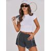 imageCaracilia Women Running Shorts Flowy Pleated Athletic Shorts Summer High Waisted Tennis Sporty Workout Gym ShortsDark Grey