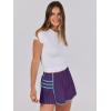 imageCaracilia Women Running Shorts Flowy Pleated Athletic Shorts Summer High Waisted Tennis Sporty Workout Gym ShortsDark Purple