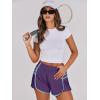 imageCaracilia Women Running Shorts Flowy Pleated Athletic Shorts Summer High Waisted Tennis Sporty Workout Gym ShortsDark Purple