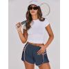 imageCaracilia Women Running Shorts Flowy Pleated Athletic Shorts Summer High Waisted Tennis Sporty Workout Gym ShortsNavy