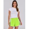 imageCaracilia Women Running Shorts Flowy Pleated Athletic Shorts Summer High Waisted Tennis Sporty Workout Gym ShortsNeon Yellow