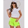 imageCaracilia Women Running Shorts Flowy Pleated Athletic Shorts Summer High Waisted Tennis Sporty Workout Gym ShortsNeon Yellow