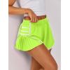 imageCaracilia Women Running Shorts Flowy Pleated Athletic Shorts Summer High Waisted Tennis Sporty Workout Gym ShortsNeon Yellow