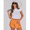imageCaracilia Women Running Shorts Flowy Pleated Athletic Shorts Summer High Waisted Tennis Sporty Workout Gym ShortsOrange