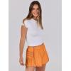 imageCaracilia Women Running Shorts Flowy Pleated Athletic Shorts Summer High Waisted Tennis Sporty Workout Gym ShortsOrange