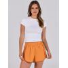 imageCaracilia Women Running Shorts Flowy Pleated Athletic Shorts Summer High Waisted Tennis Sporty Workout Gym ShortsOrange