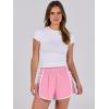 imageCaracilia Women Running Shorts Flowy Pleated Athletic Shorts Summer High Waisted Tennis Sporty Workout Gym ShortsPink