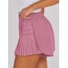 imageCaracilia Women Running Shorts Flowy Pleated Athletic Shorts Summer High Waisted Tennis Sporty Workout Gym ShortsSolid Summerred