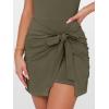 imageCaracilia Women Summer Short Sleeve Square Neck Bodycon Tie Cinched Waist Romper Mini Dress Athletic Night Out Vacation DressArmy Green