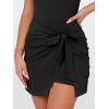 imageCaracilia Women Summer Short Sleeve Square Neck Bodycon Tie Cinched Waist Romper Mini Dress Athletic Night Out Vacation DressBlack