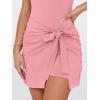imageCaracilia Women Summer Short Sleeve Square Neck Bodycon Tie Cinched Waist Romper Mini Dress Athletic Night Out Vacation DressCoral