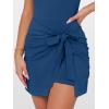 imageCaracilia Women Summer Short Sleeve Square Neck Bodycon Tie Cinched Waist Romper Mini Dress Athletic Night Out Vacation DressDark Blue