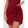 imageCaracilia Women Summer Short Sleeve Square Neck Bodycon Tie Cinched Waist Romper Mini Dress Athletic Night Out Vacation DressDark Red