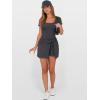 imageCaracilia Women Summer Short Sleeve Square Neck Bodycon Tie Cinched Waist Romper Mini Dress Athletic Night Out Vacation DressDeep Grey
